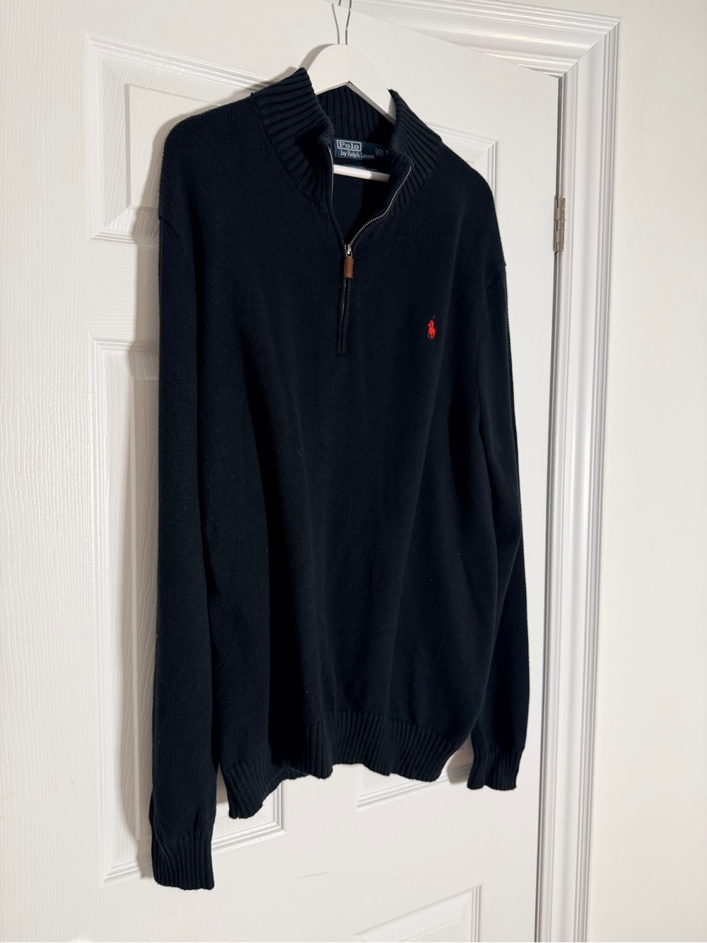 Polo Ralph Lauren Black Cotton Quarter Zip Pullover Sweater XXL Men's